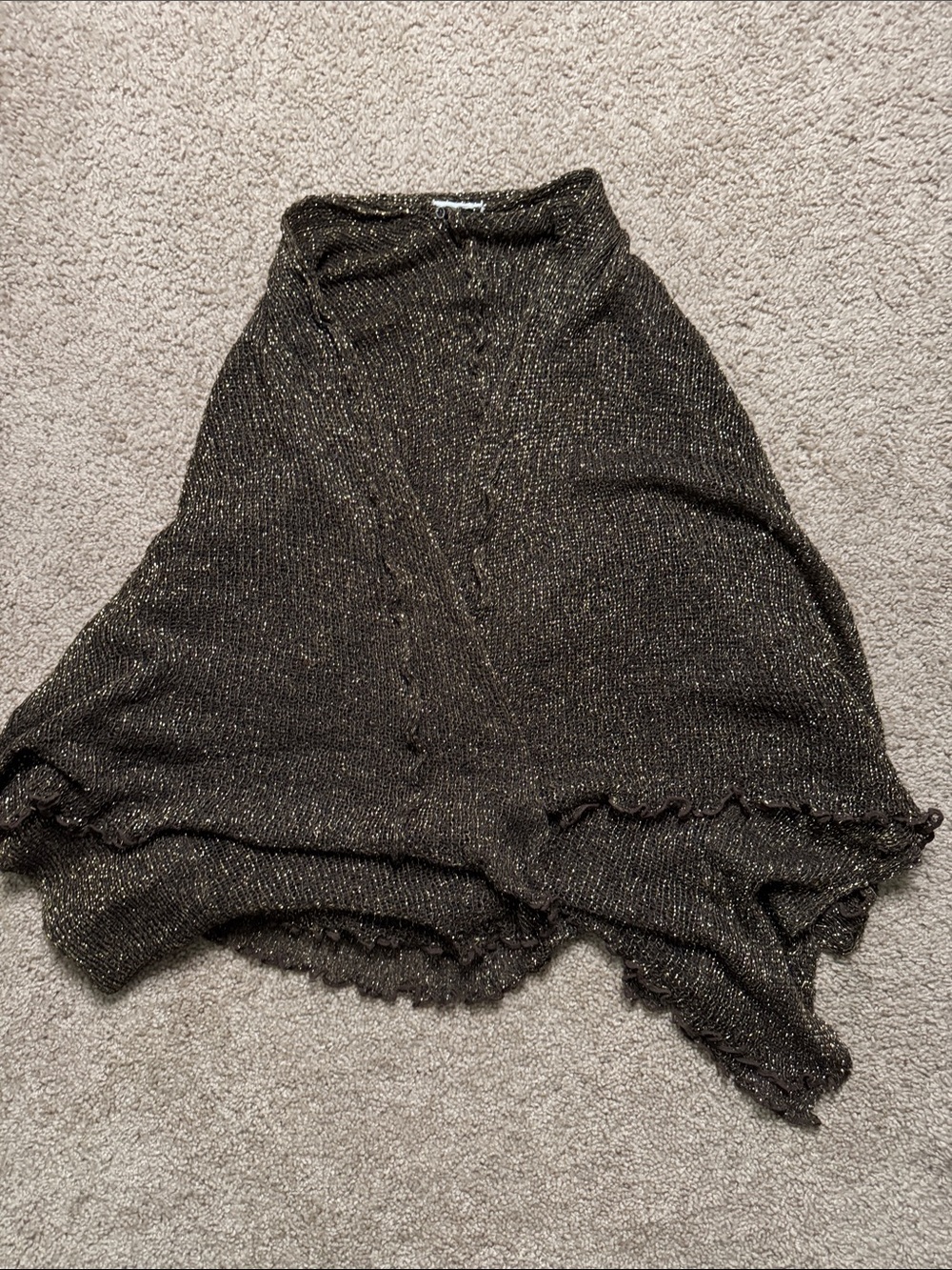 Metallic Black Knit Wrap Scarf